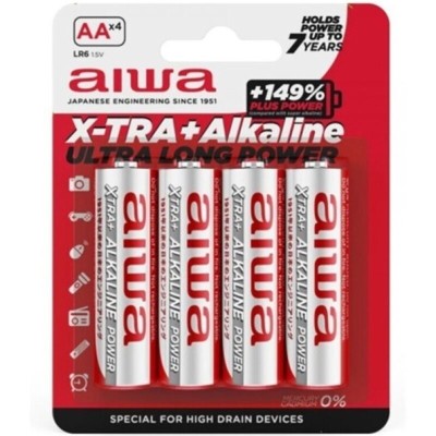 AIWA - X-TRA ALKALINE AA BATERIA ALCALINA LR6 BLISTER*4 - D-242517 - Dona Pimenta