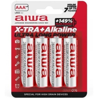 AIWA - X-TRA ALKALINE AAA BATERIA ALCALINA LR03 BLISTER*4 - D-242518 - Dona Pimenta