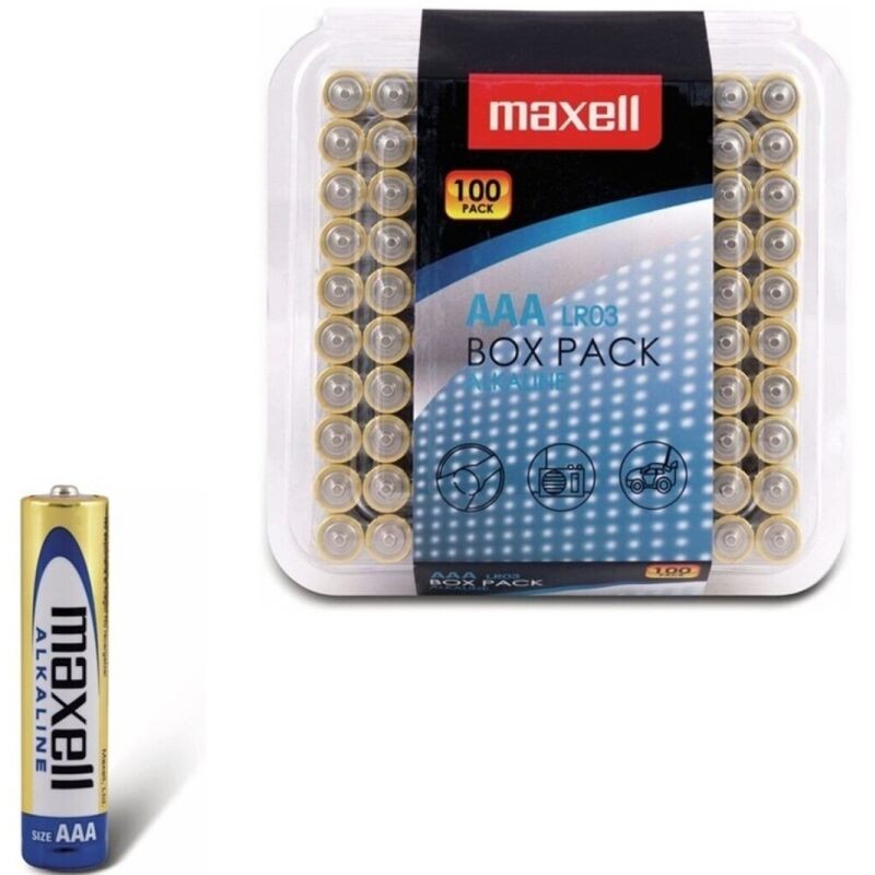 MAXELL - PILHA ALCALINA AAA LR03 PACK*100 PILHAS - D-242534 - Dona Pimenta