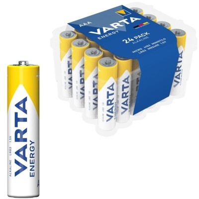 VARTA - PILHA ALCALINA ENERGÃTICA AAA LR03 PACK*24 PILHAS - D-242551 - Dona Pimenta