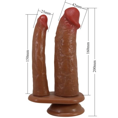 PRETTY LOVE - GORAN DILDO DUPLO REALISTA NATURAL MULATO - D-242725 - Dona Pimenta