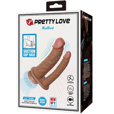 PRETTY LOVE - HULBERT DUPLO REALISTA DILDO COM VIBRAÇÃO MULATO - D-242735 - Dona Pimenta