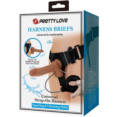 PRETTY LOVE - CALCINHA UNIVERSAL COM DILDO VIBRATÓRIO E SQUIRTING 15,5 CM MULATO - D-242723 - Dona Pimenta