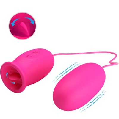 PRETTY LOVE - OVO VIBRADOR DAISY + LÍNGUA ESTIMULANTE DE CLITÓRIS ROSA - D-242421 - Dona Pimenta