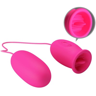 PRETTY LOVE - OVO VIBRADOR DAISY + LÍNGUA ESTIMULANTE DE CLITÓRIS ROSA - D-242421 - Dona Pimenta