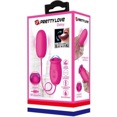 PRETTY LOVE - OVO VIBRADOR DAISY + LÍNGUA ESTIMULANTE DE CLITÓRIS ROSA - D-242421 - Dona Pimenta