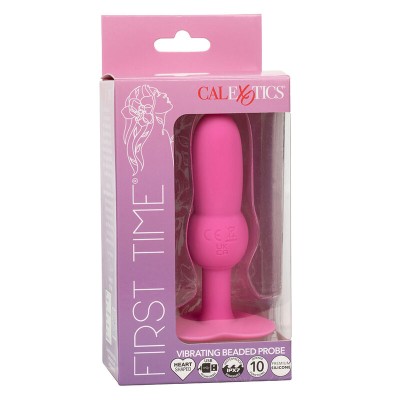 CALEXOTICS - FIRST TIME PLUG ANAL SONDA DE CONTAS 10 VIBRAÇÕES ROSA - D-241414 - Dona Pimenta