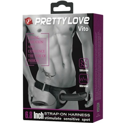 PRETTY LOVE MALE - VITO STRAP ON CON DILDO HUECO Y VIBRACION 17.3 CM - D-214887 - Dona Pimenta