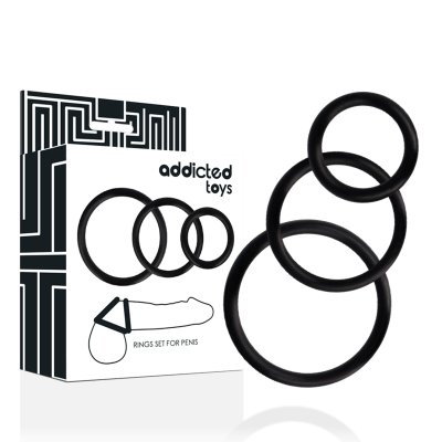 ADDICTED TOYS SET ANILLOS PENE NEGRO - D-220161 - Dona Pimenta