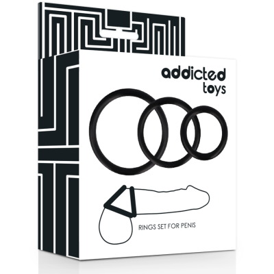 ADDICTED TOYS SET ANILLOS PENE NEGRO - D-220161 - Dona Pimenta