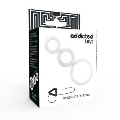 ADDICTED TOYS SET  ANILLOS PENE Y TESTICULOS CLEAR - D-222066 - Dona Pimenta