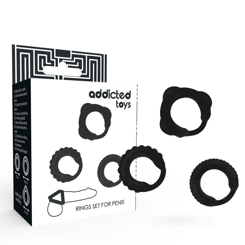 ADDICTED TOYS  SET 3 ANILLOS PENE NEGRO - D-222067 - Dona Pimenta