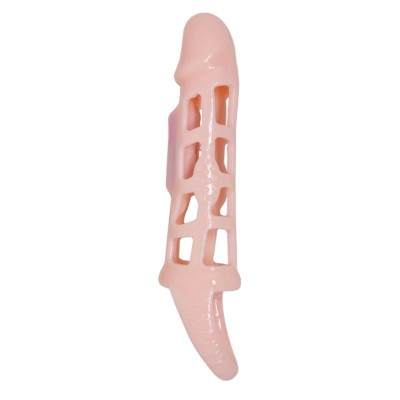 BAILE FUNDA EXTENSORA PENE CON VIBRACION Y STRAP NATURAL 13.5 CM - D-222196 - Dona Pimenta