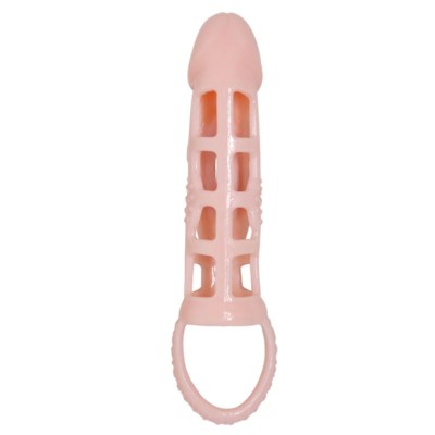 BAILE FUNDA EXTENSORA PENE CON VIBRACION Y STRAP NATURAL 13.5 CM - D-222196 - Dona Pimenta