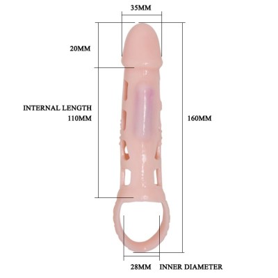 BAILE FUNDA EXTENSORA PENE CON VIBRACION Y STRAP NATURAL 13.5 CM - D-222196 - Dona Pimenta